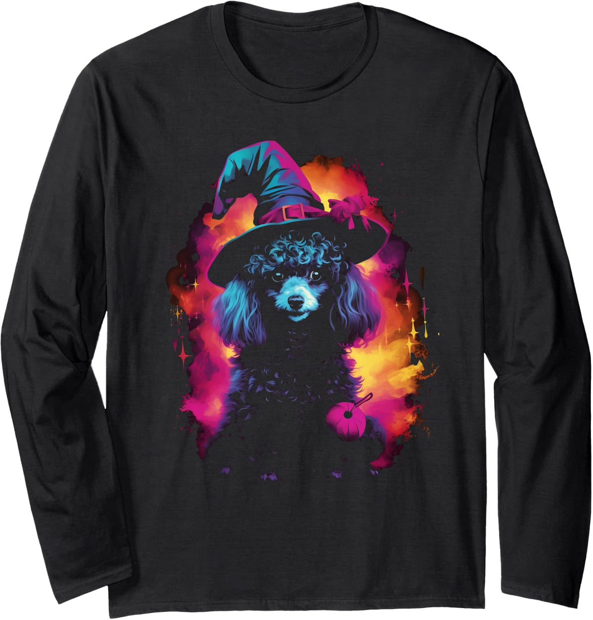 Poodle Halloween Long Sleeve T-Shirt - Adult Unisex Black