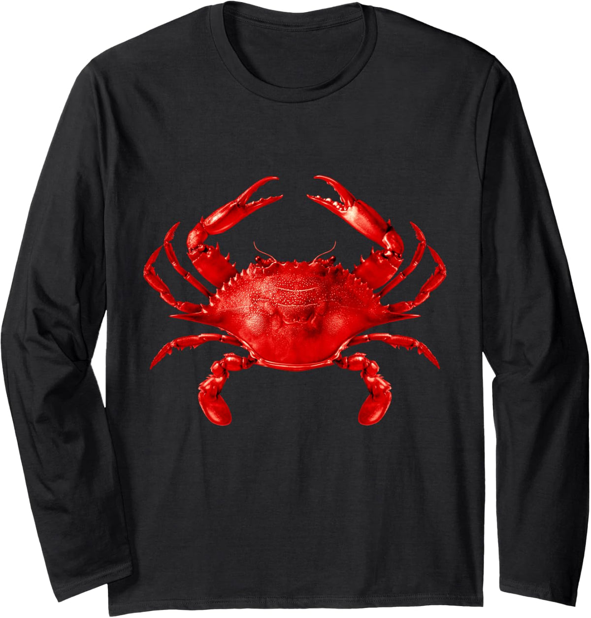 Classic Red crab design Long Sleeve T-Shirt - Adult Unisex Black