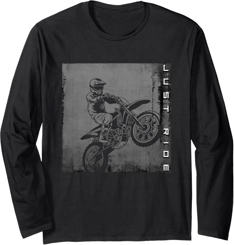 Dirt Bike Motocross Long Sleeve T-Shirt - Adult Unisex Black