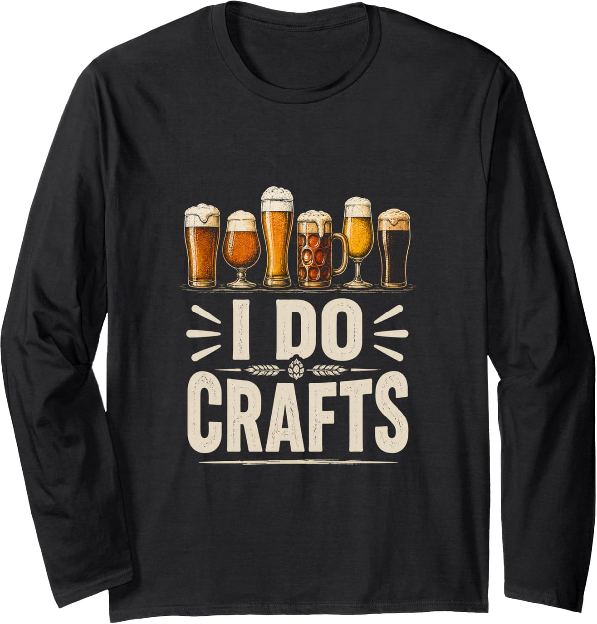 I DO Crafts Vintage Beer Glasses Gift Idea Long Sleeve T-Shirt - Adult Unisex Black