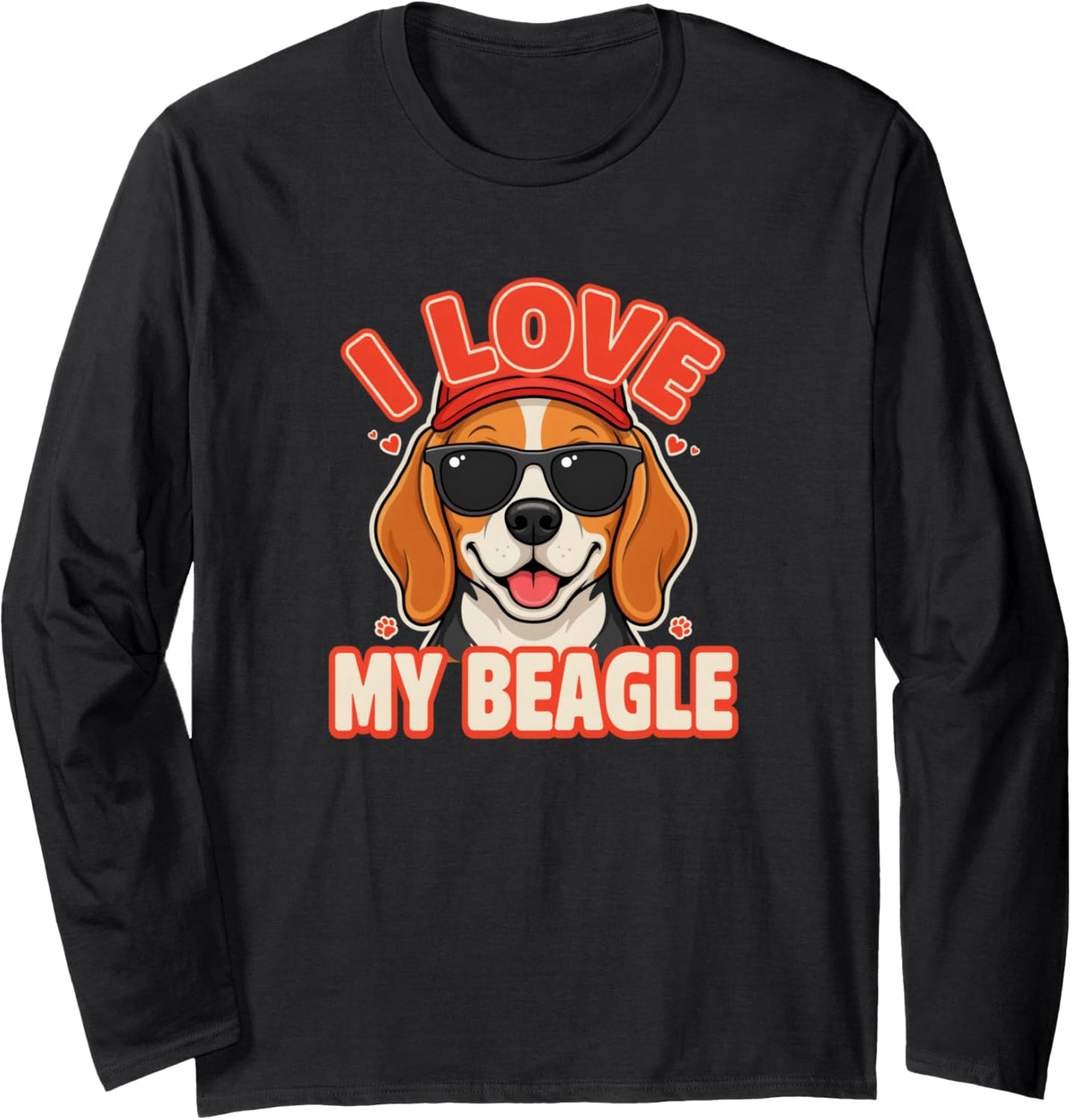 I Love My Beagle Puppy Dog Lover Pet Parent Long Sleeve T-Shirt - Adult Unisex Black