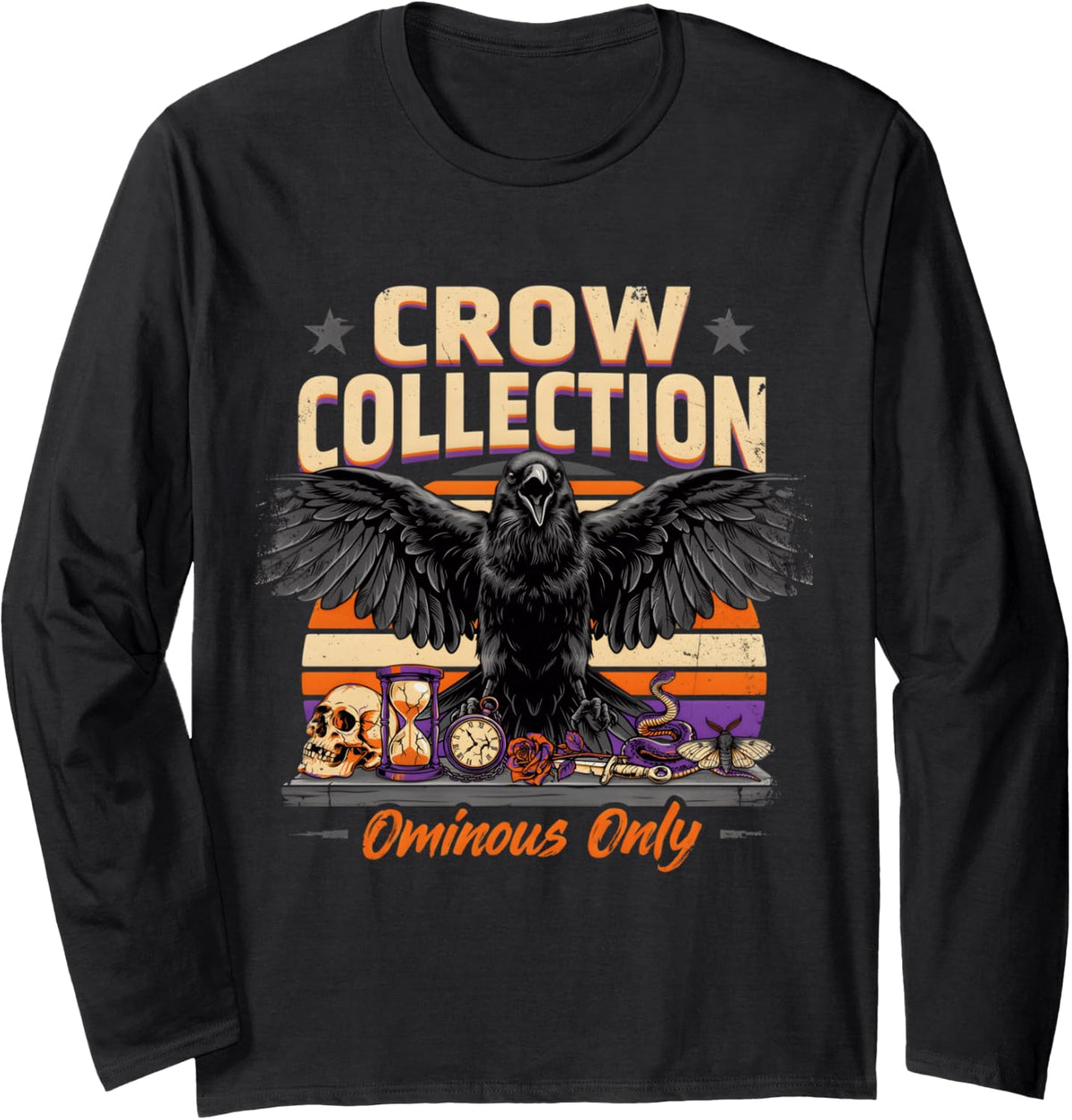 Crow Collection Ominous Only Raven Long Sleeve T-Shirt - Adult Unisex Black