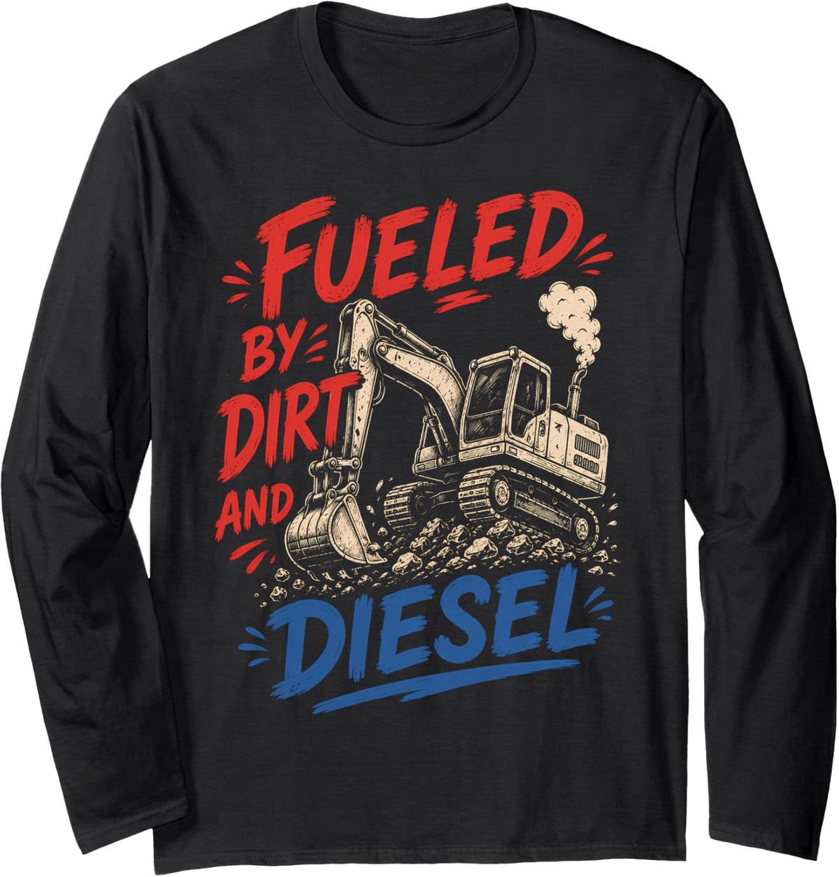 Heavy Equipment Operator Funny Construction Excavator Long Sleeve T-Shirt - Adult Unisex Black