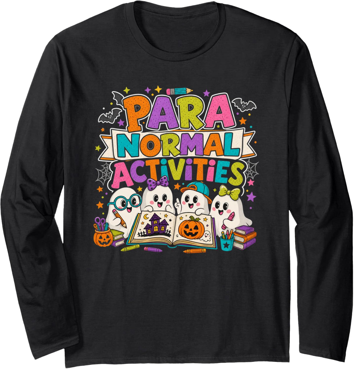 Paraprofessional Halloween Classroom Ghosts Long Sleeve T-Shirt - Adult Unisex Black