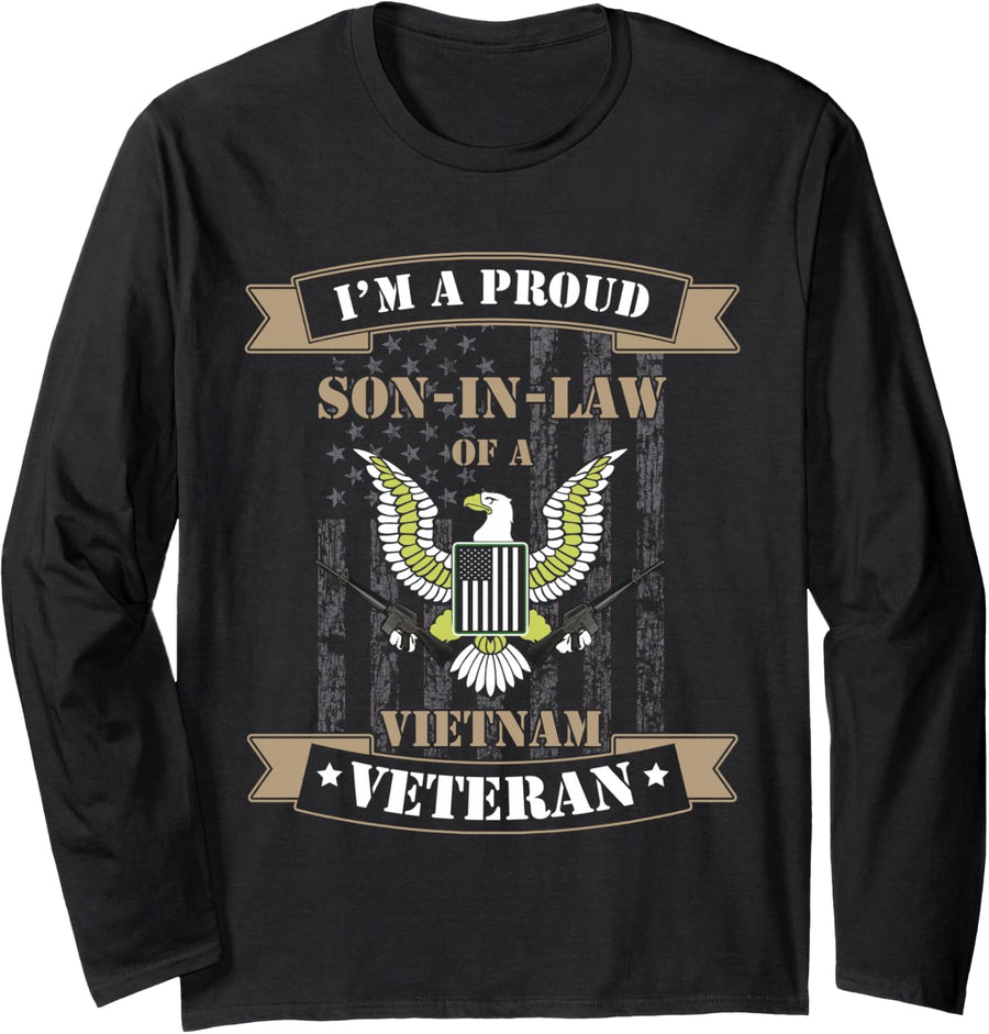 Proud Son in Law of Vietnam Veteran Long Sleeve T-Shirt - Adult Unisex Black