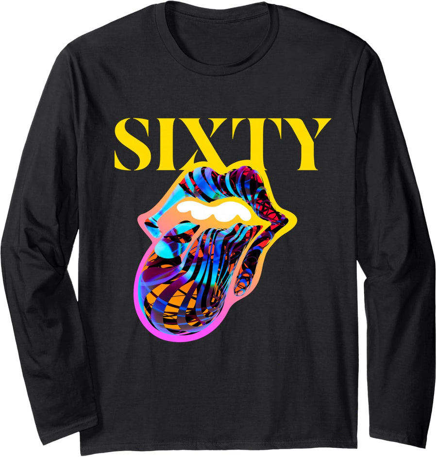 Official Rolling Stones Sixty Tongue Long Sleeve T-Shirt - Adult Unisex Black