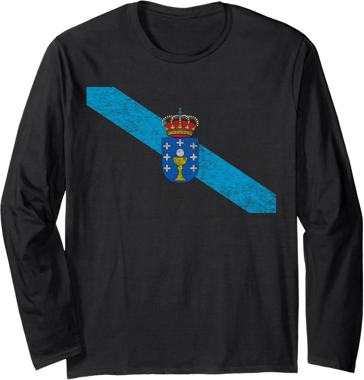 GALICIA SPAIN FLAG GALICIAN PRIDE Long Sleeve T-Shirt - Adult Unisex Black