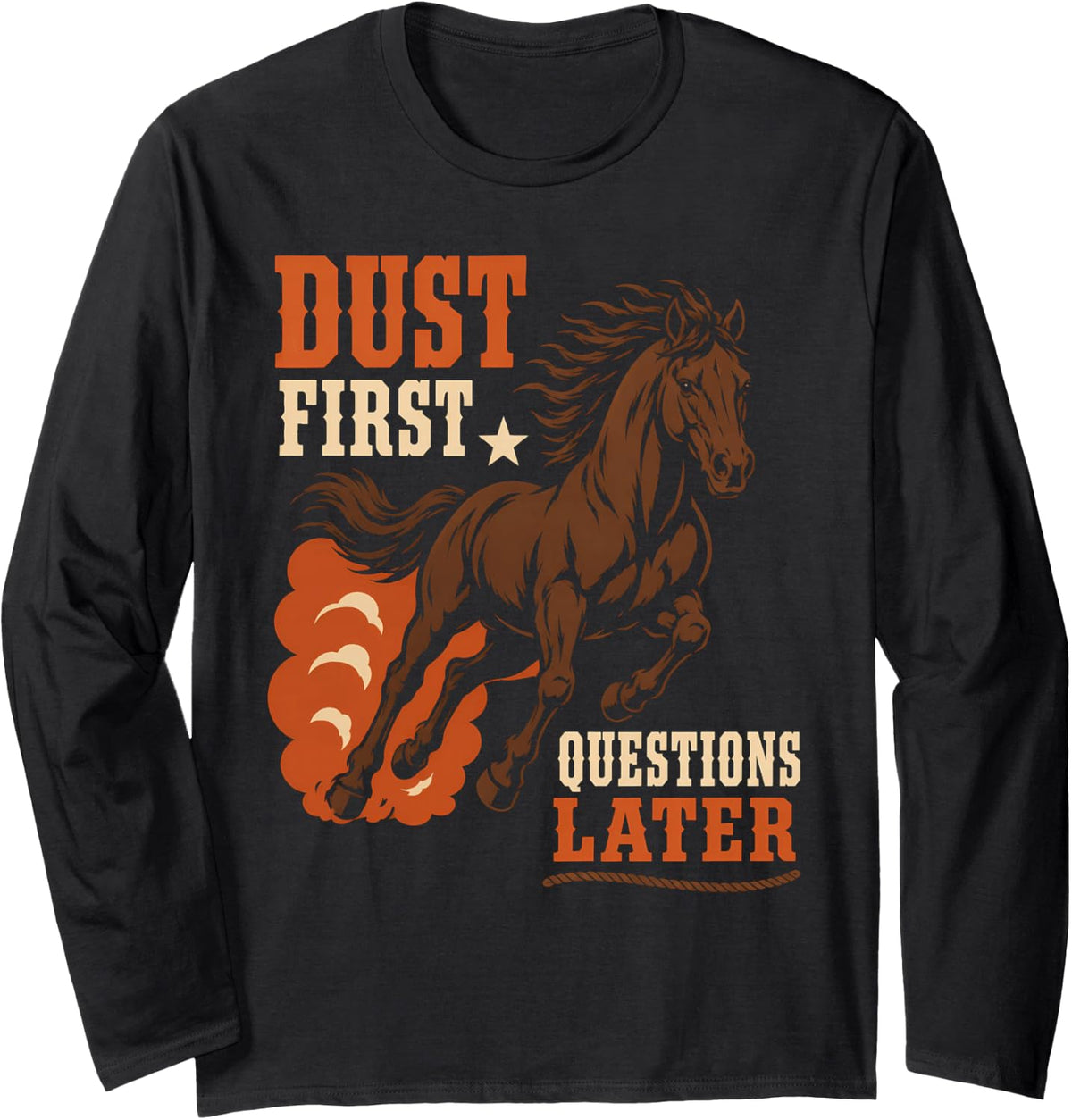 Stallion Western Horse Wild Stallion Ranch Girl Gift Long Sleeve T-Shirt - Adult Unisex Black