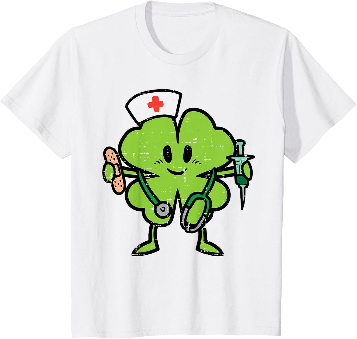 St Patricks Day Shamrock Nurse Saint Paddys Scrub Top Women T-Shirt - White