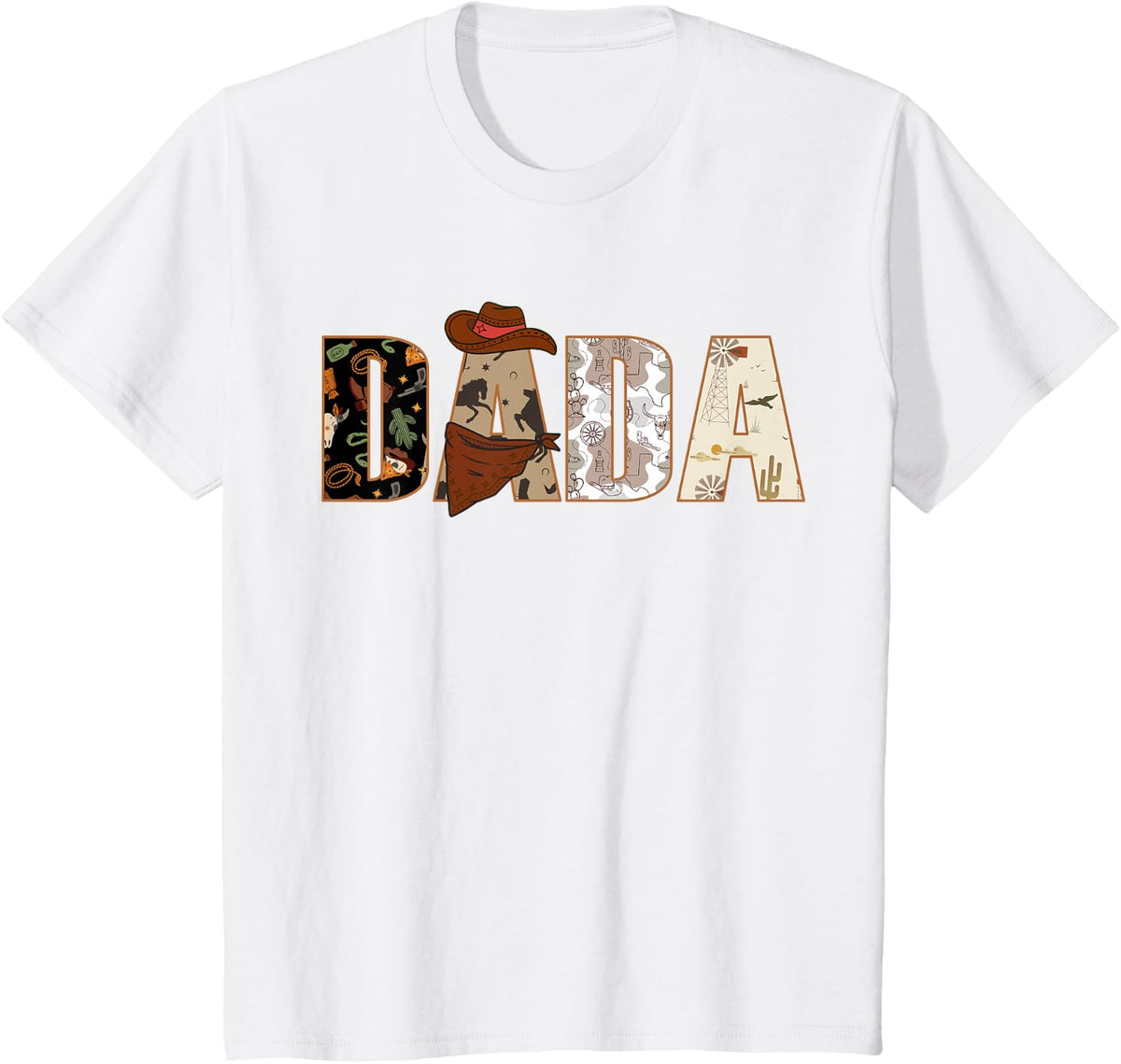 DADA Cowboy Western - Dads First Rodeo Birthday T-Shirt - White