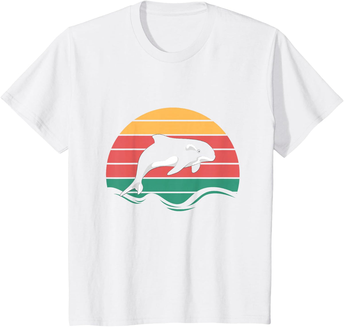Beach Sunset Killer Whale Ocean Animal Lover Gift Retro Orca T-Shirt - White