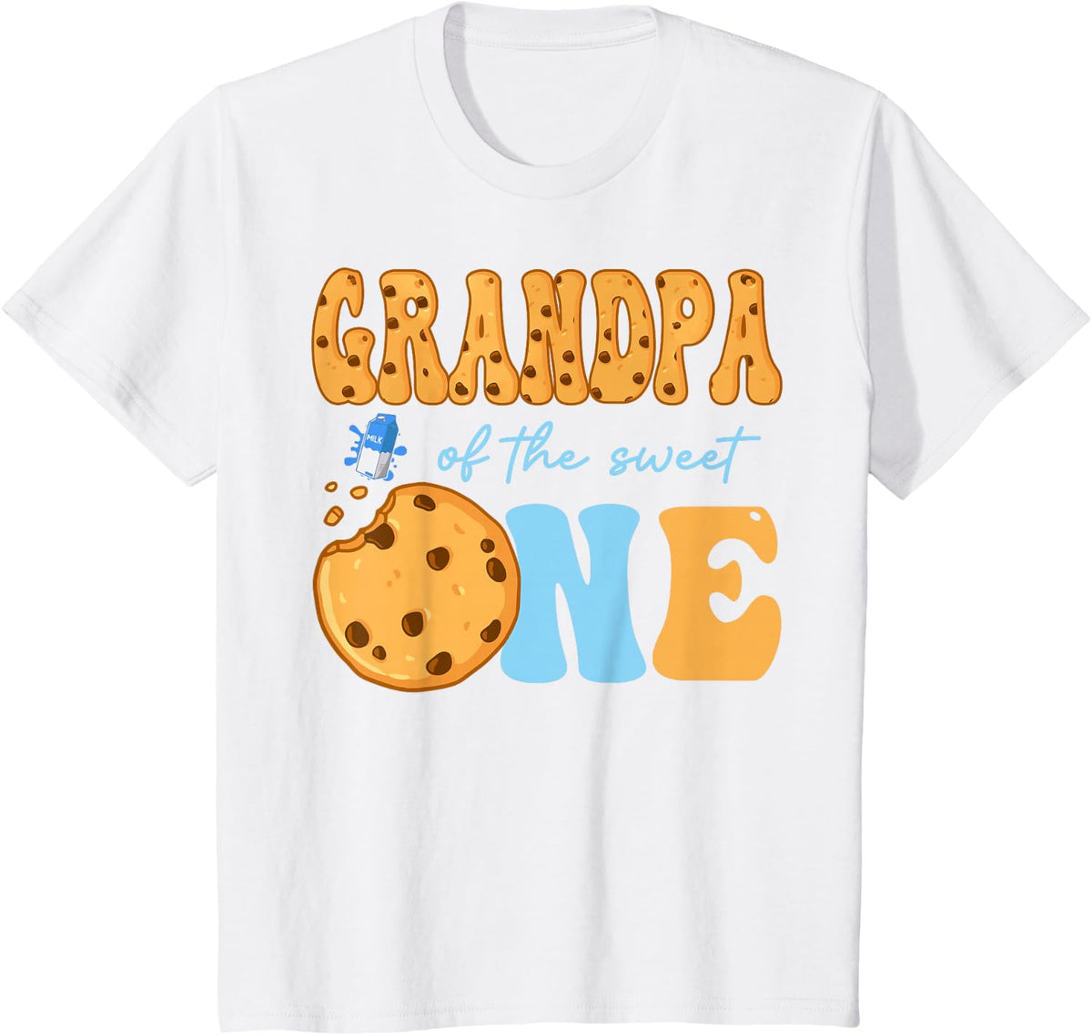 Grandpa Of The Sweet One Cookies And Milk Birthday Party T-Shirt - White
