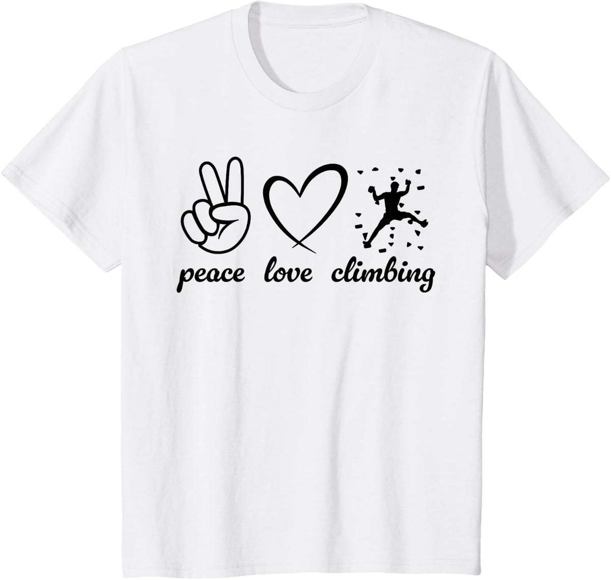 Peace Love Climbing Funny Climbing Lover, Climber T-Shirt - White
