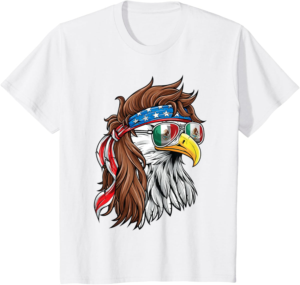 Mexican American Shirt Bald Eagle USA Mexico Flag July 4th T-Shirt - White