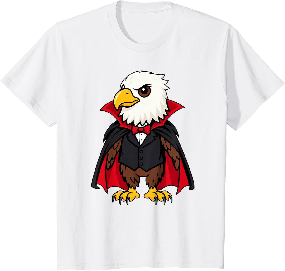 Vampire Bald Eagle Halloween Costume Patriotic Kid Women Men T-Shirt - White