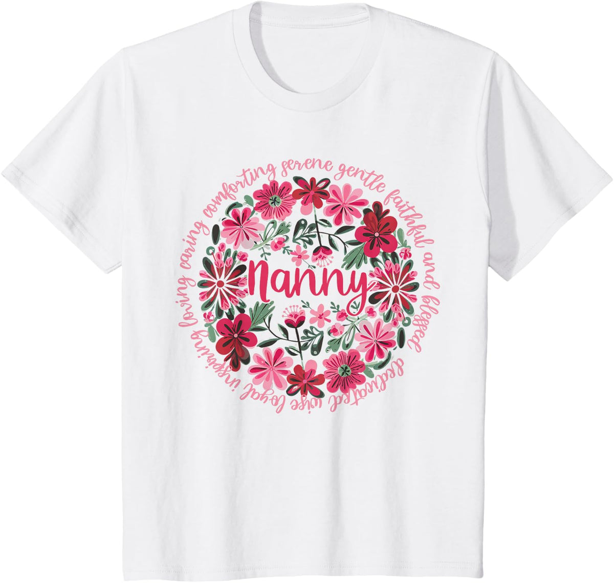 Loving Nanny Boho Floral Style Happy Mothers Day Women Nanny T-Shirt - White