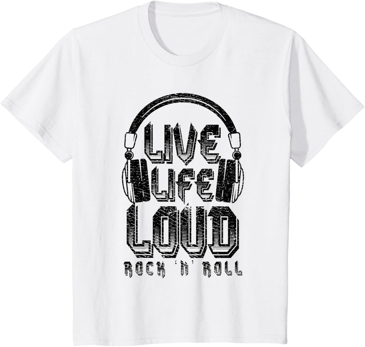 Live Life Loud Rock And Roll Music Headphones T-Shirt Gift T-Shirt - White