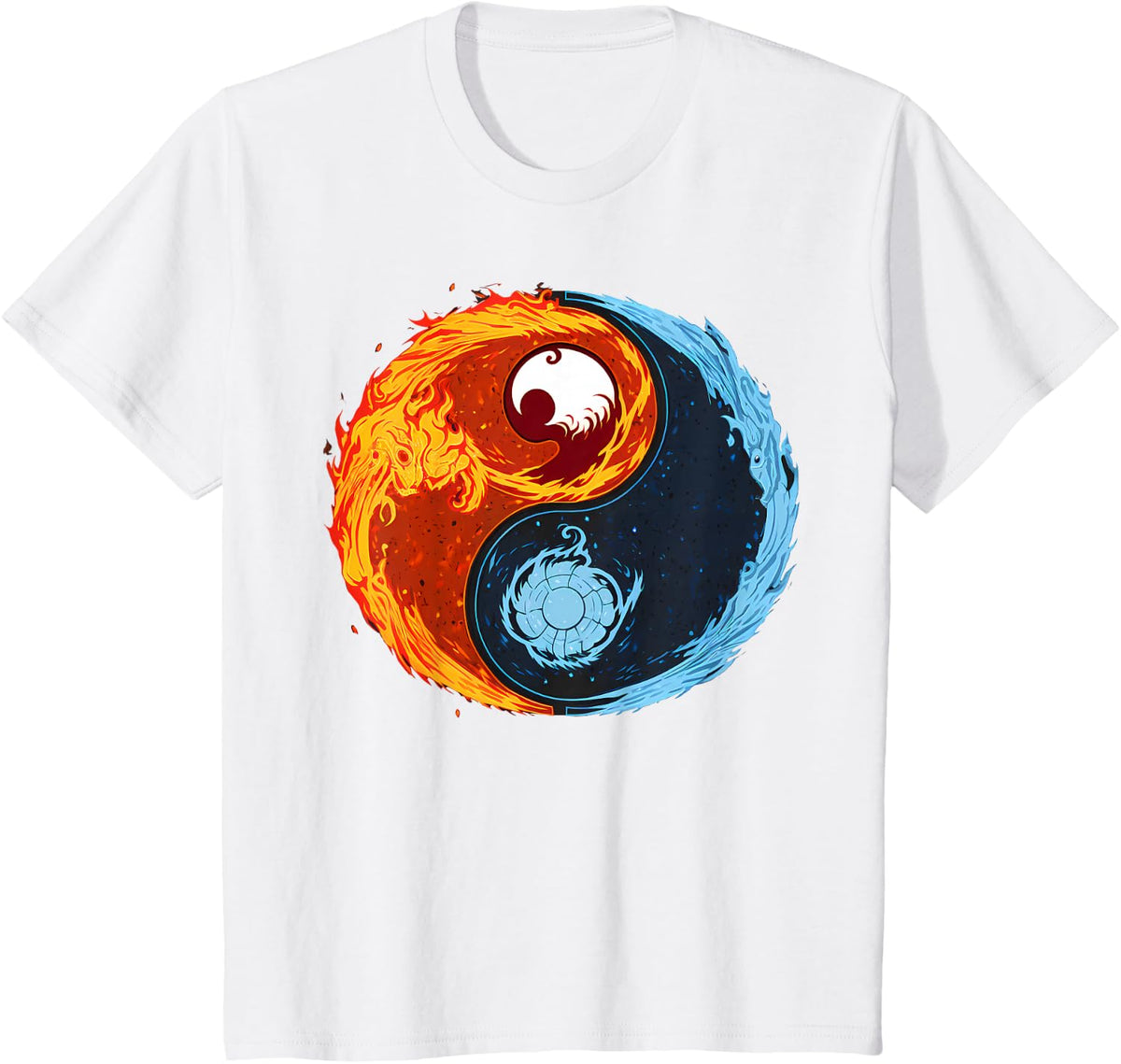 Fire and Ice Yin Yang T-Shirt - White