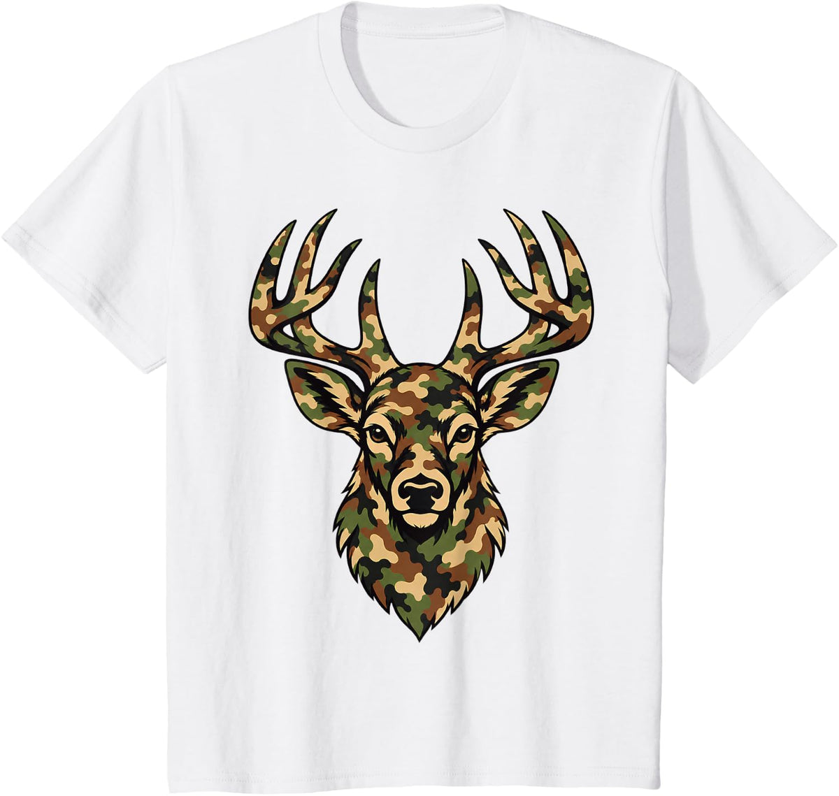 Camo Deer Hunting Whitetail Buck Camouflage Hunter T-Shirt - White