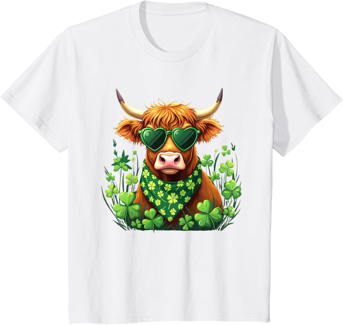 Cute Highland Cow St Patrick's Day Shamrock Cow Lover Women T-Shirt - White