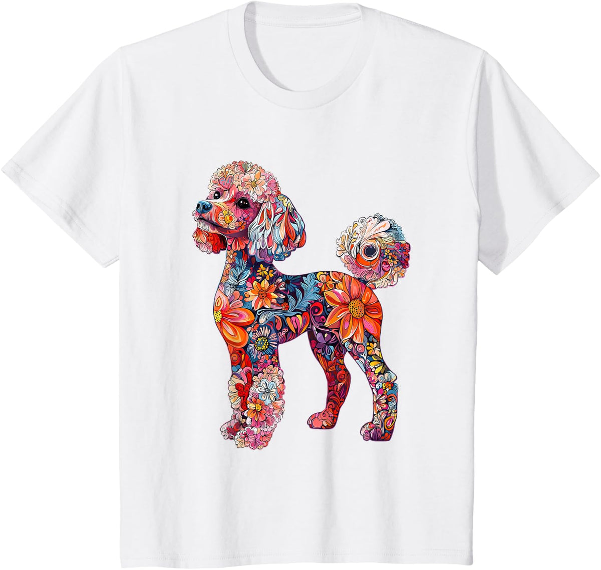 Poodle Flower T-Shirt - White