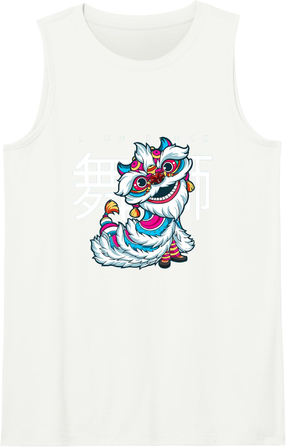 Lion Dance Head - Happy Chinese New Year -Year Green Snake Tank Top - White