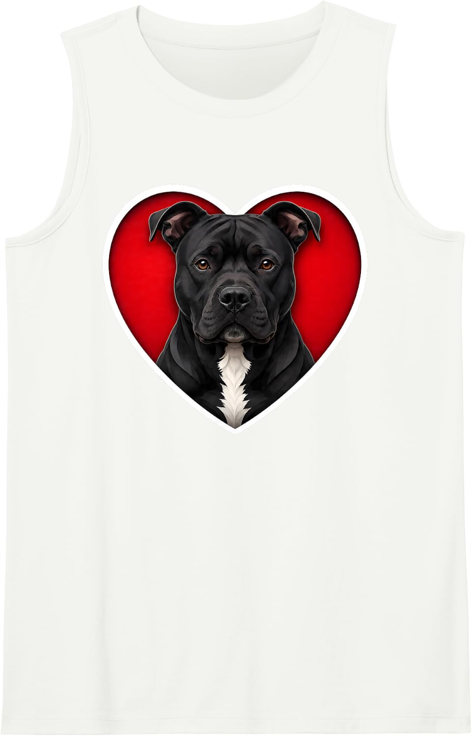 Black Amstafff American Staffordshire Terrier Heart Tank Top - White