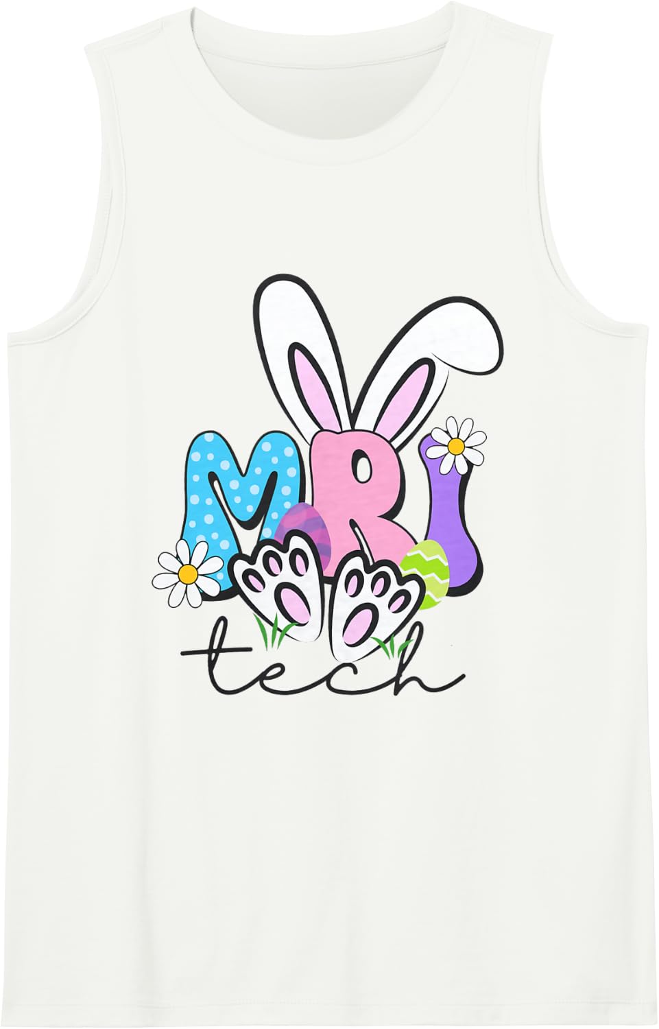 Groovy MRI Tech Easter MRI Technologist Radiology MRI Tech Sleeveless Tank Top - White