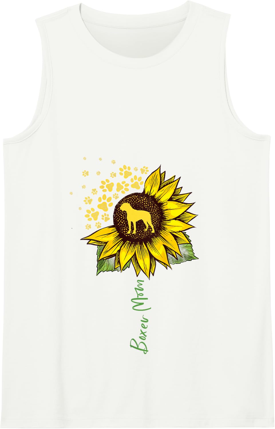 Boxer Mom Sunflower Boxer Dog Gifts Dog Mom Mama Tank Top - White