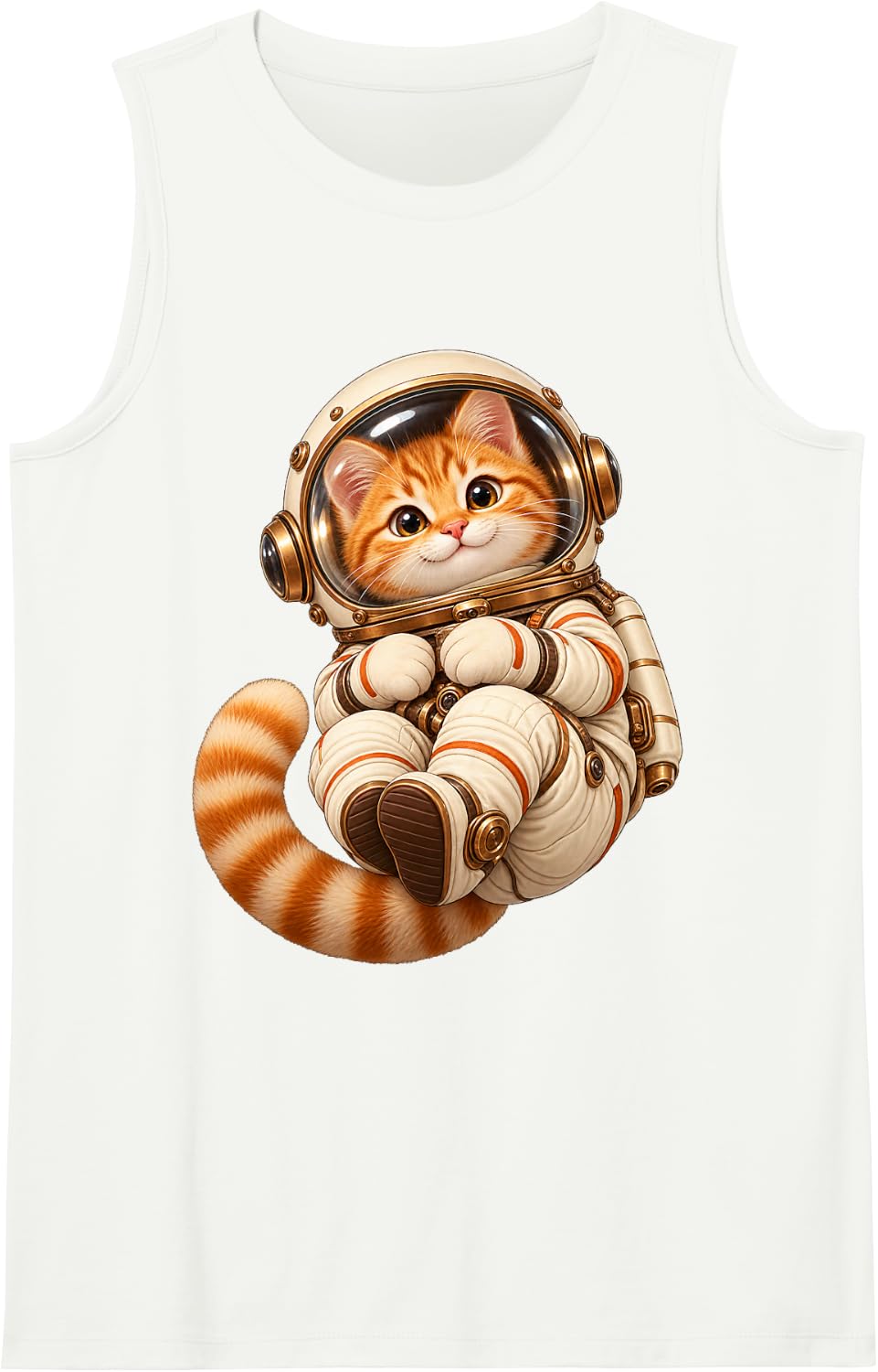 Space Kitten Astronaut - Cute Cat in Space for Kids Sleeveless Tank Top - White