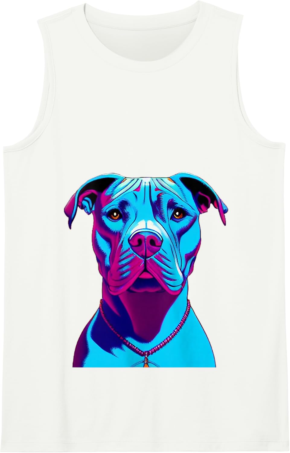 Blue Pitbull Amstaff Design Tank Top - White