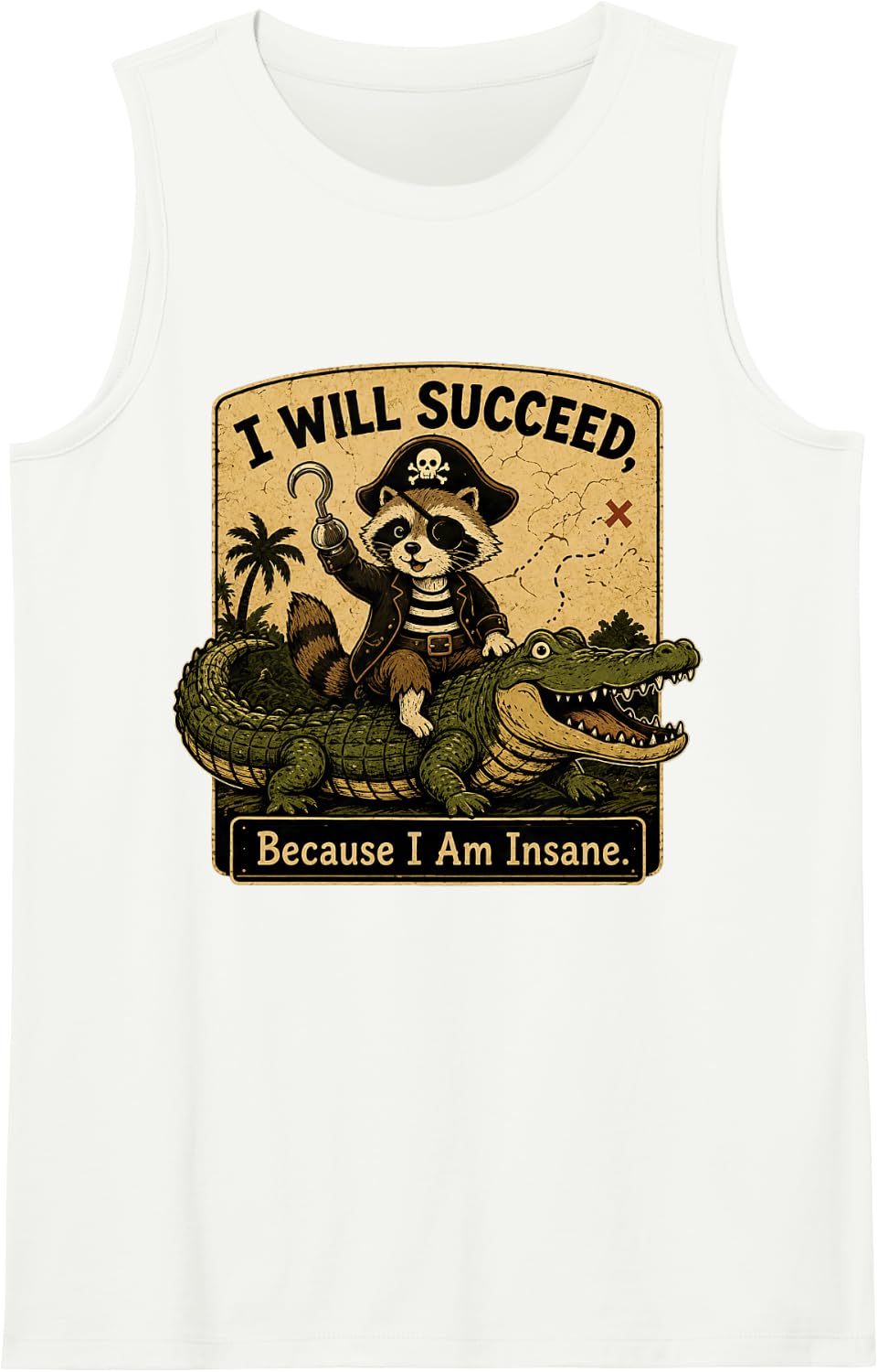 Crocodile Meme Sleeveless Tank Top - White