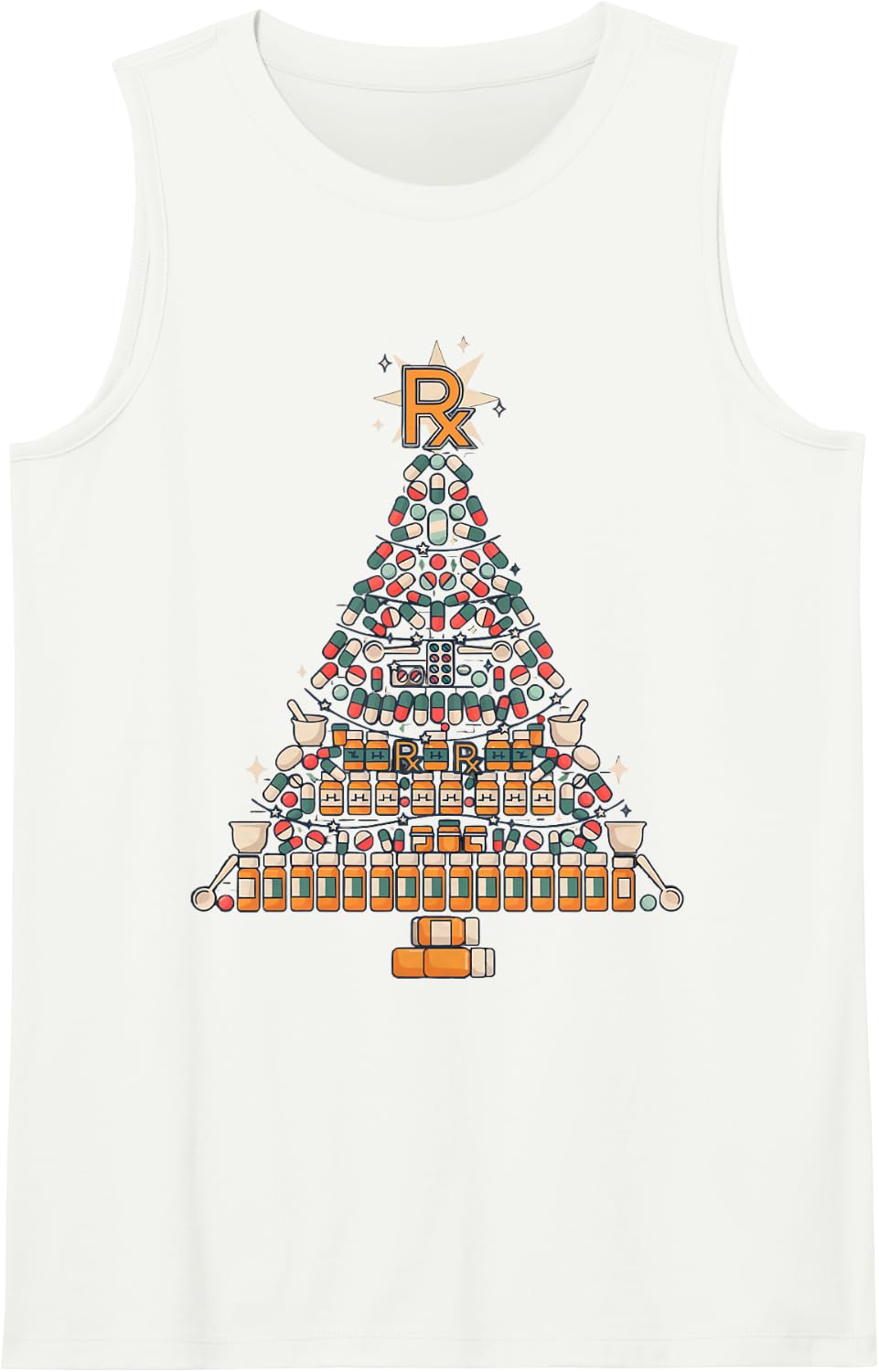 Pharmacist Christmas Tree Sleeveless Tank Top - White