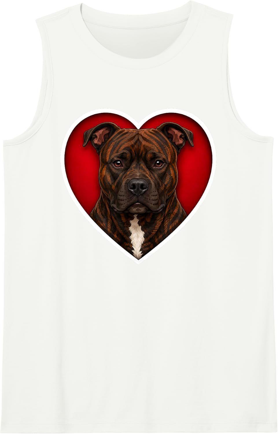Brindle Amstaff Heart Tank Top - White
