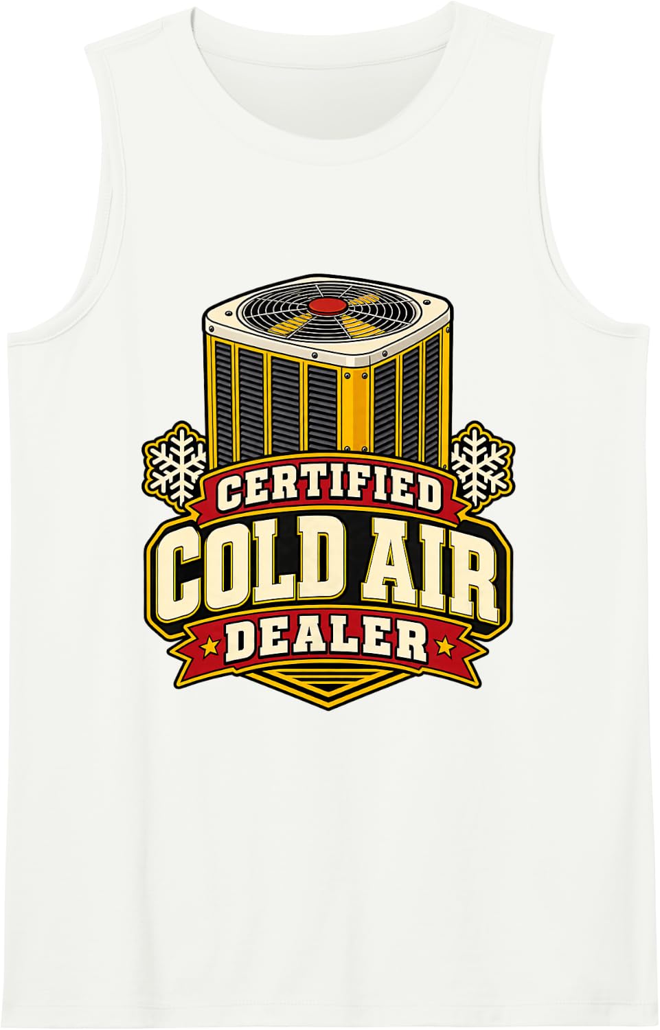 HVAC Technician Certified Cold Air Dealer Funny Men Tech Sleeveless Tank Top - White