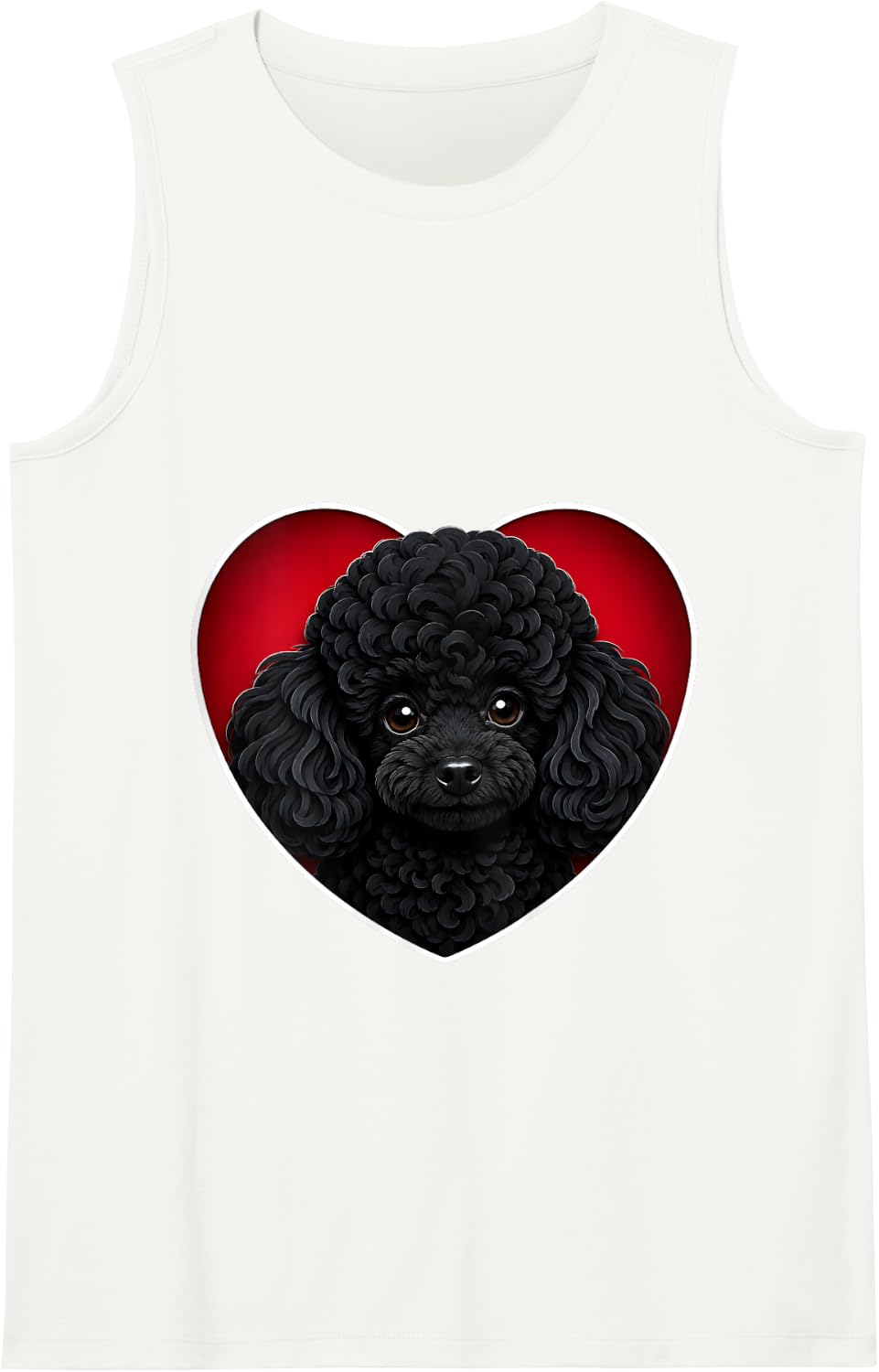 Black Toy Poodle Heart Tank Top - White