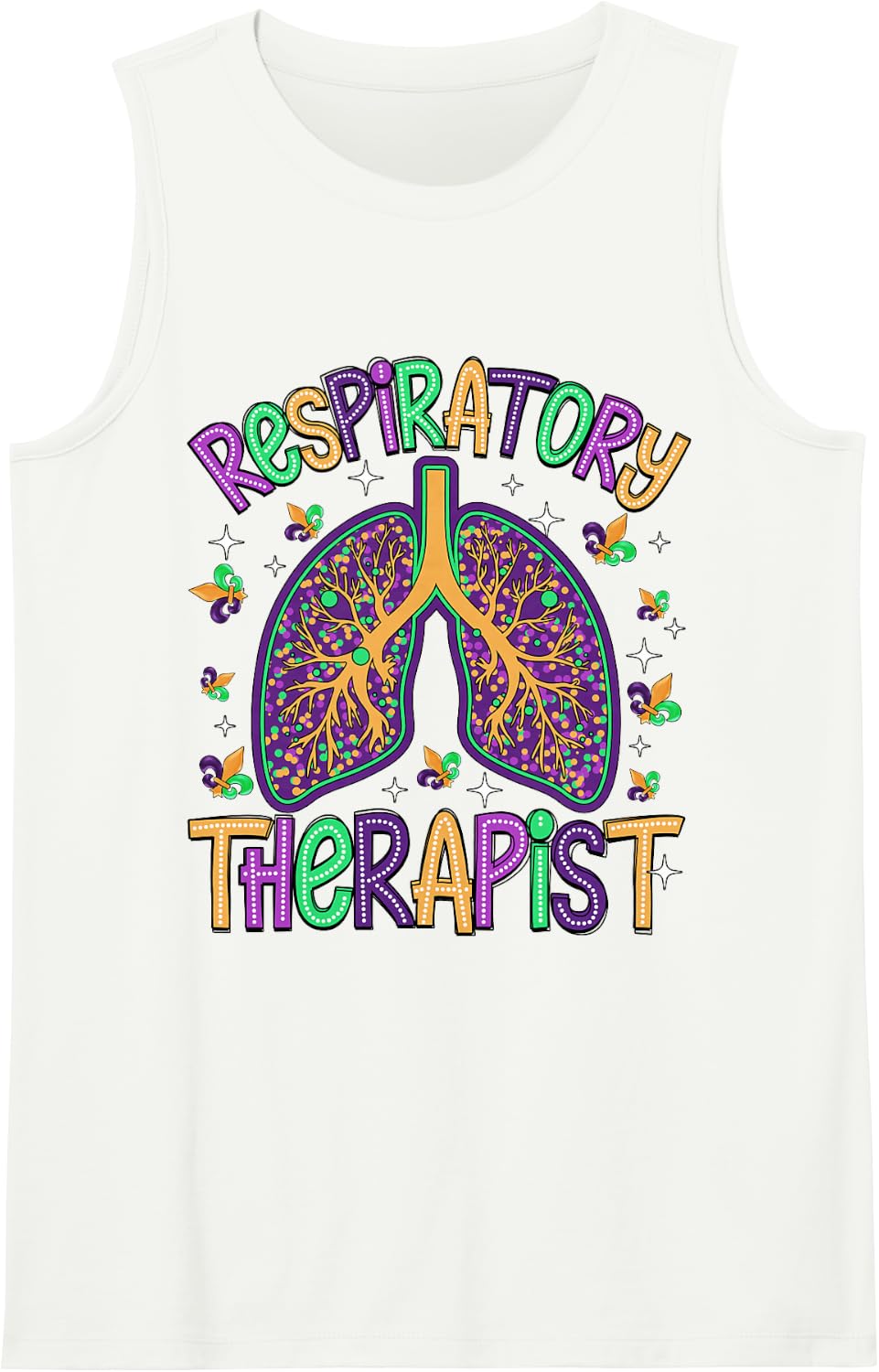 Retro Respiratory Therapy RT Therapist Mardi Gras Carnival Sleeveless Tank Top - White