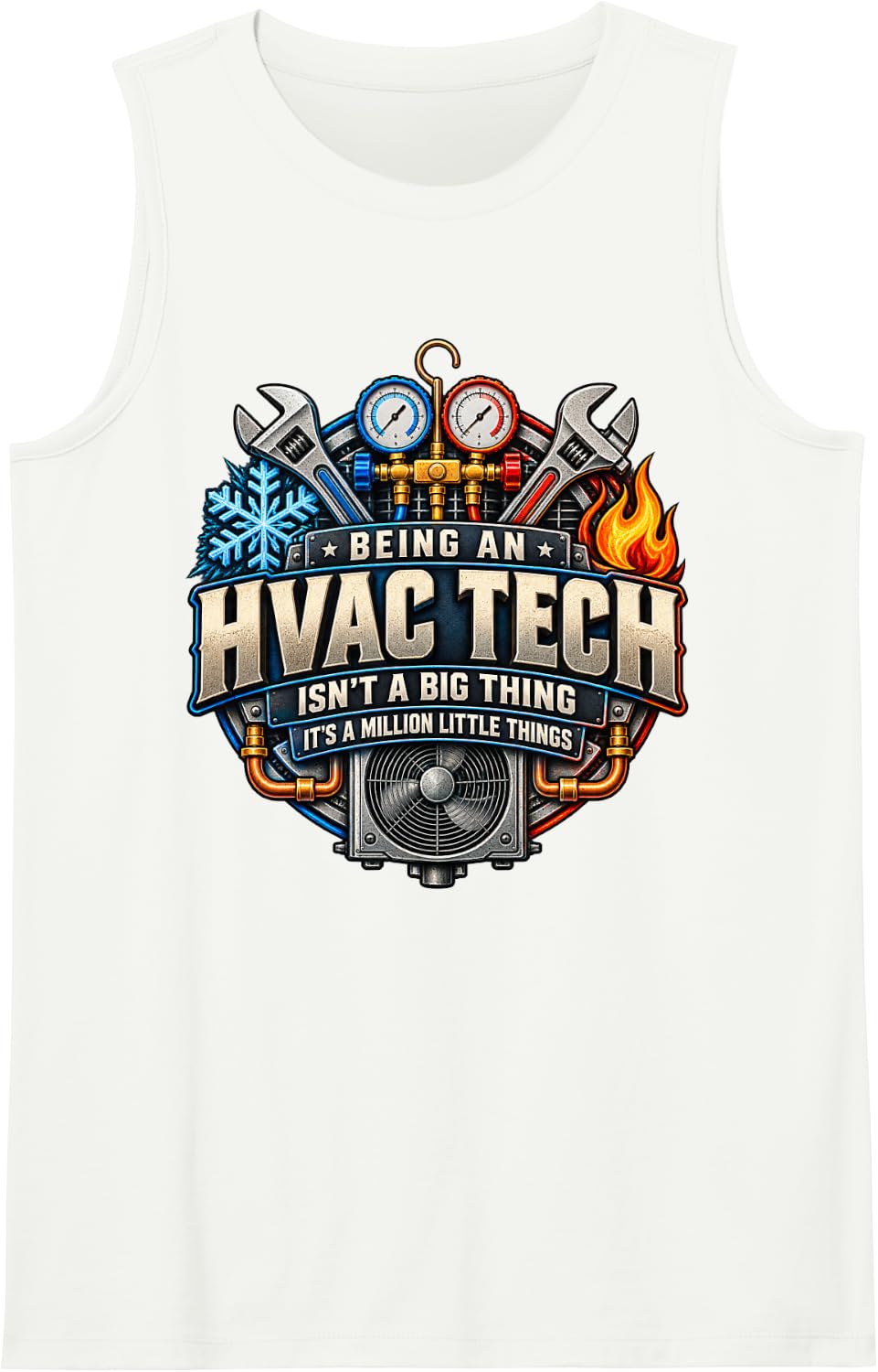 HVAC Techniacian Installer Outfits Men Being an HVAC Tech Sleeveless Tank Top - White