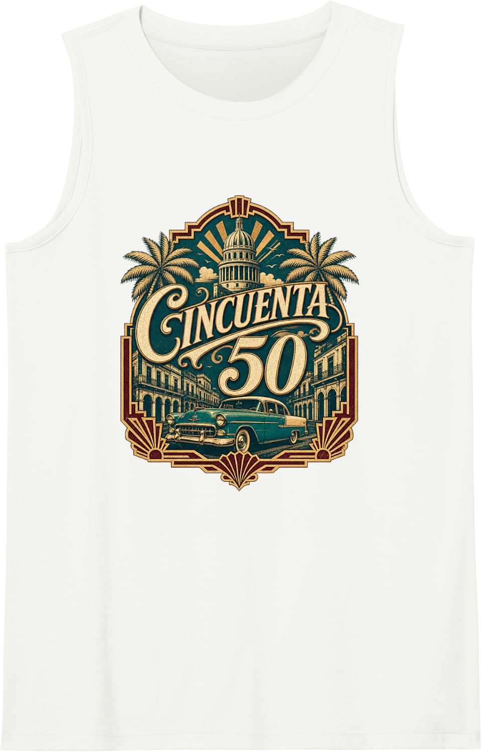 Cincuenta 50 Cuban Birthday Havana Hispanic Heritage Tank Top - White
