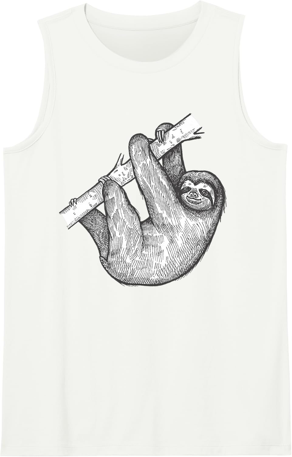 Sloth Lover Vintage Botanical Hanging Branch Wildlife Art Tank Top - White