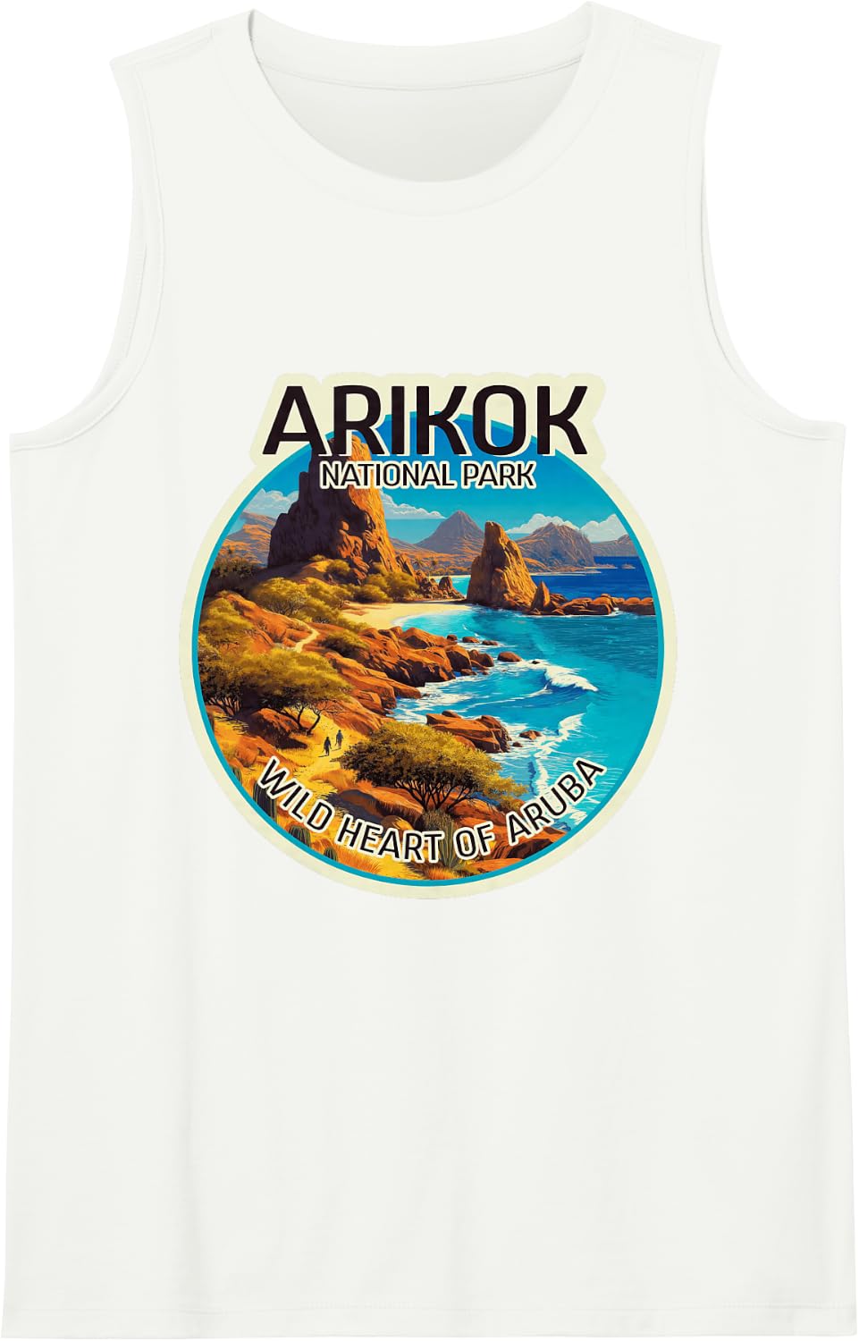 Arikok National Park Aruba Summer Vacation Travel Sleeveless Tank Top - White