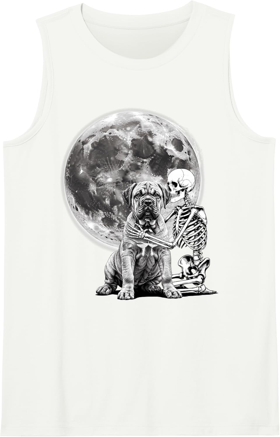 Skeleton Hugging Dog Halloween Cane Corso Lover Mom Dad Tank Top - White