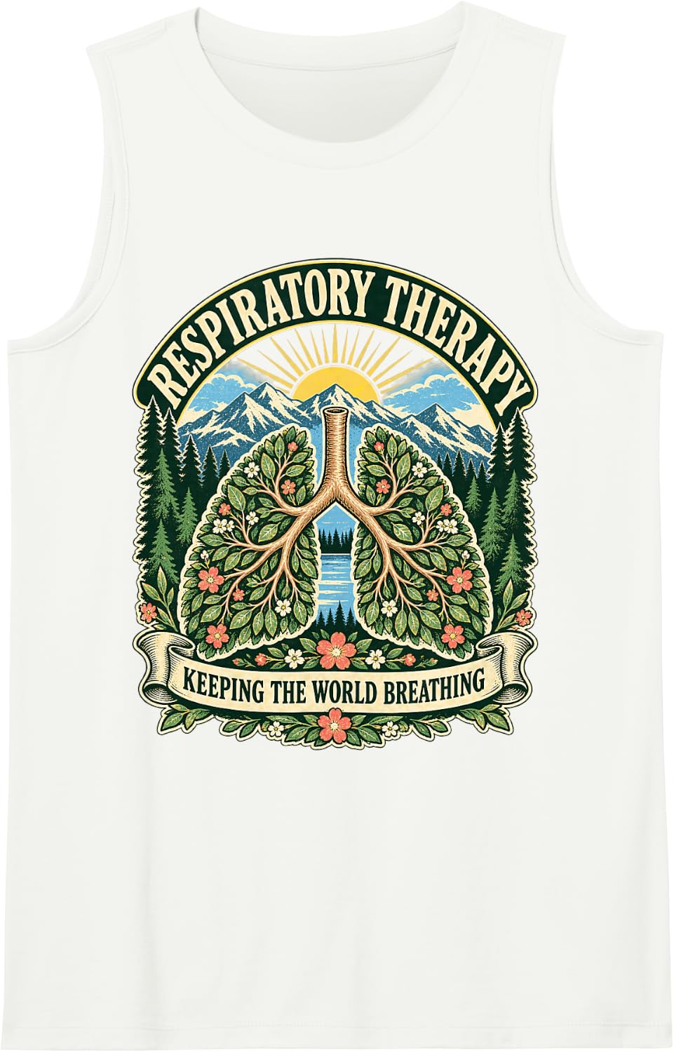 Respiratory Therapy Keeping The World Breathing RT Lungs Sleeveless Tank Top - White