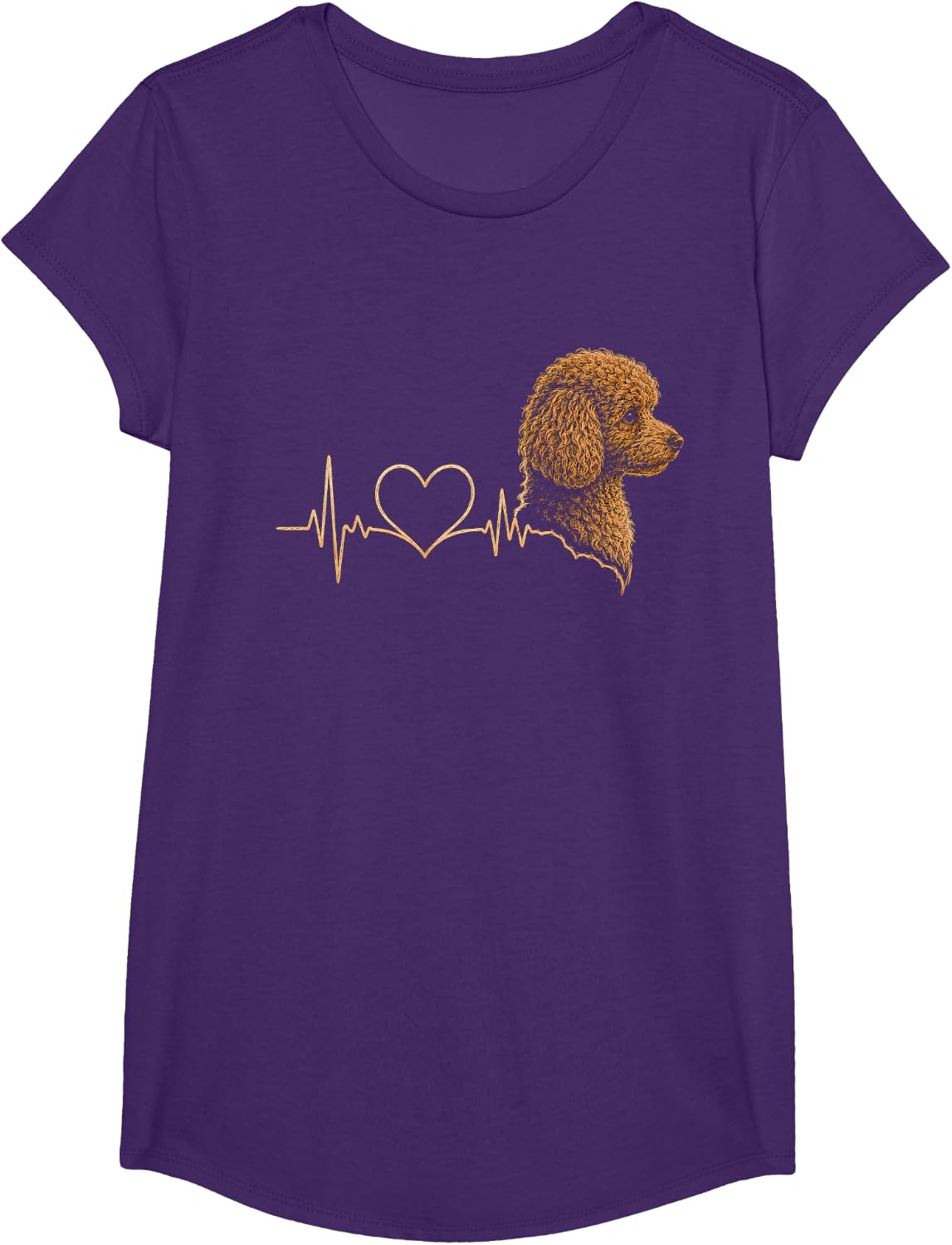 Toy Poodle Heartbeat Artwork Graphic T-Shirt - Girls Purple
