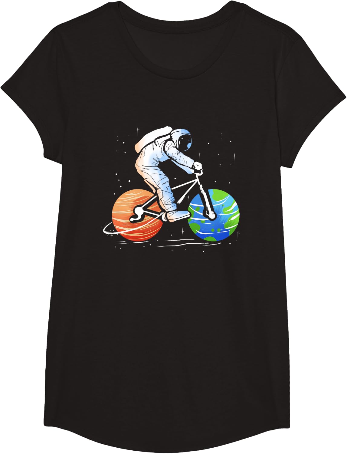 Astronaut Space Cycling for Bicycle Enthusiast & Cyclist T-Shirt - Girls Black