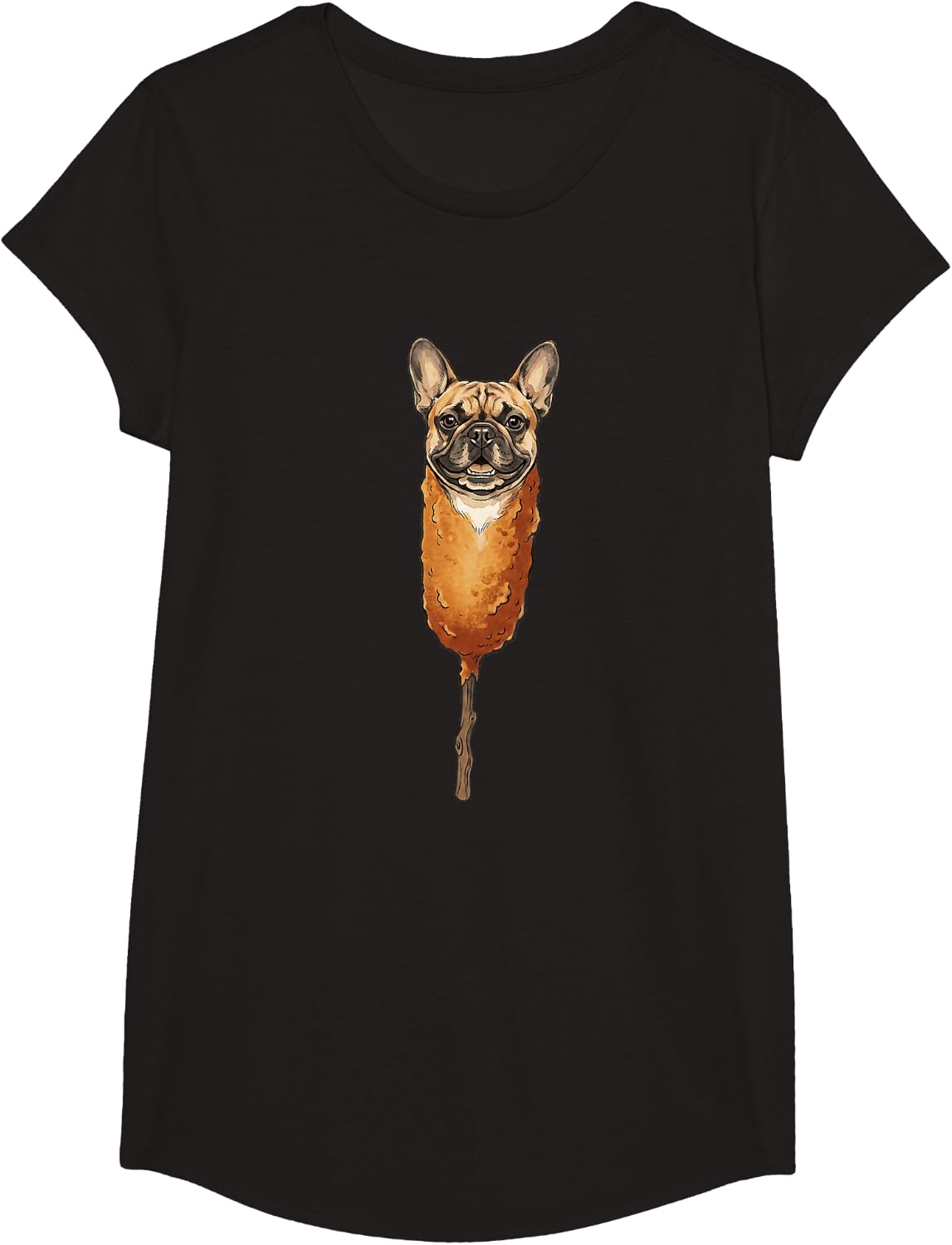 French Bulldog Corn Dog Lover Funny T-Shirt - Girls Black
