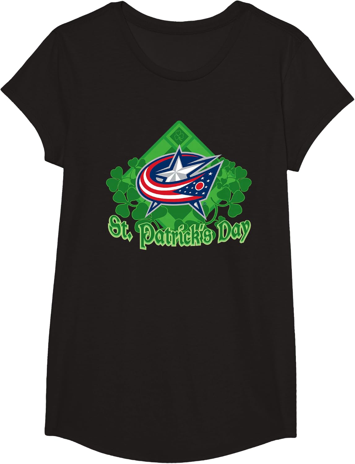 Columbus Blue Jackets St. Patrick's Day Black NHL Licensed T-Shirt - Girls Black