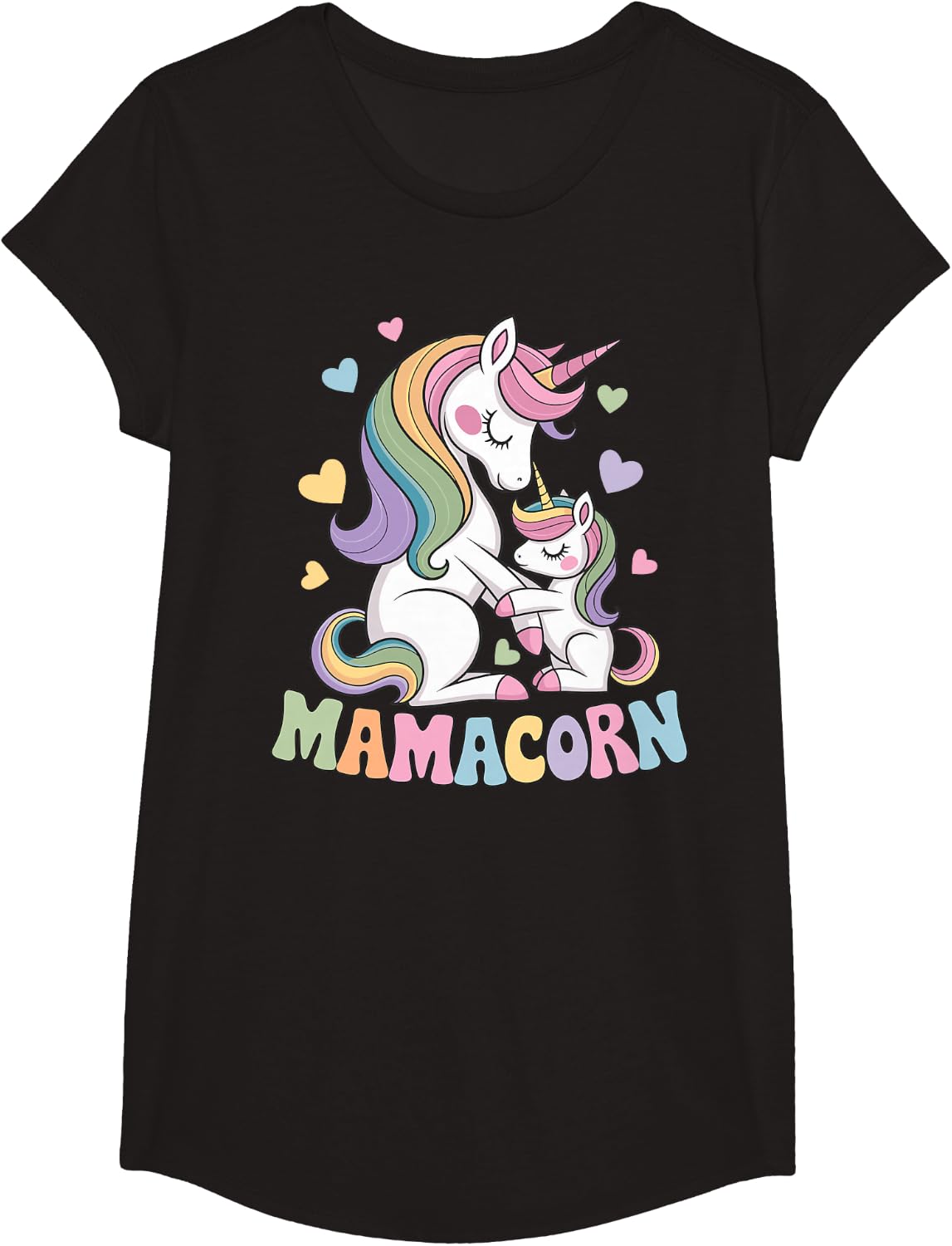 Funny Mamacorn Unicorn Mothers Day Mom Women Mother T-Shirt - Girls Black