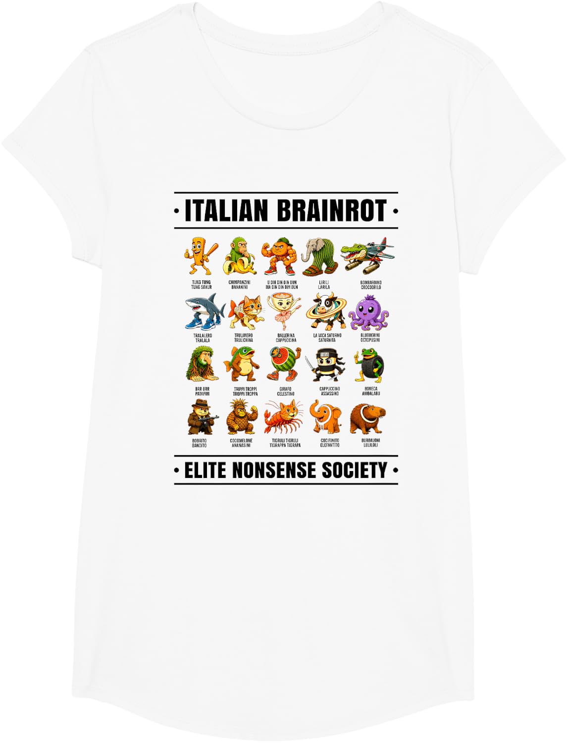 Italian Brain Rot Italian Brainrot Shirts Funny Meme Viral T-Shirt - Girls White