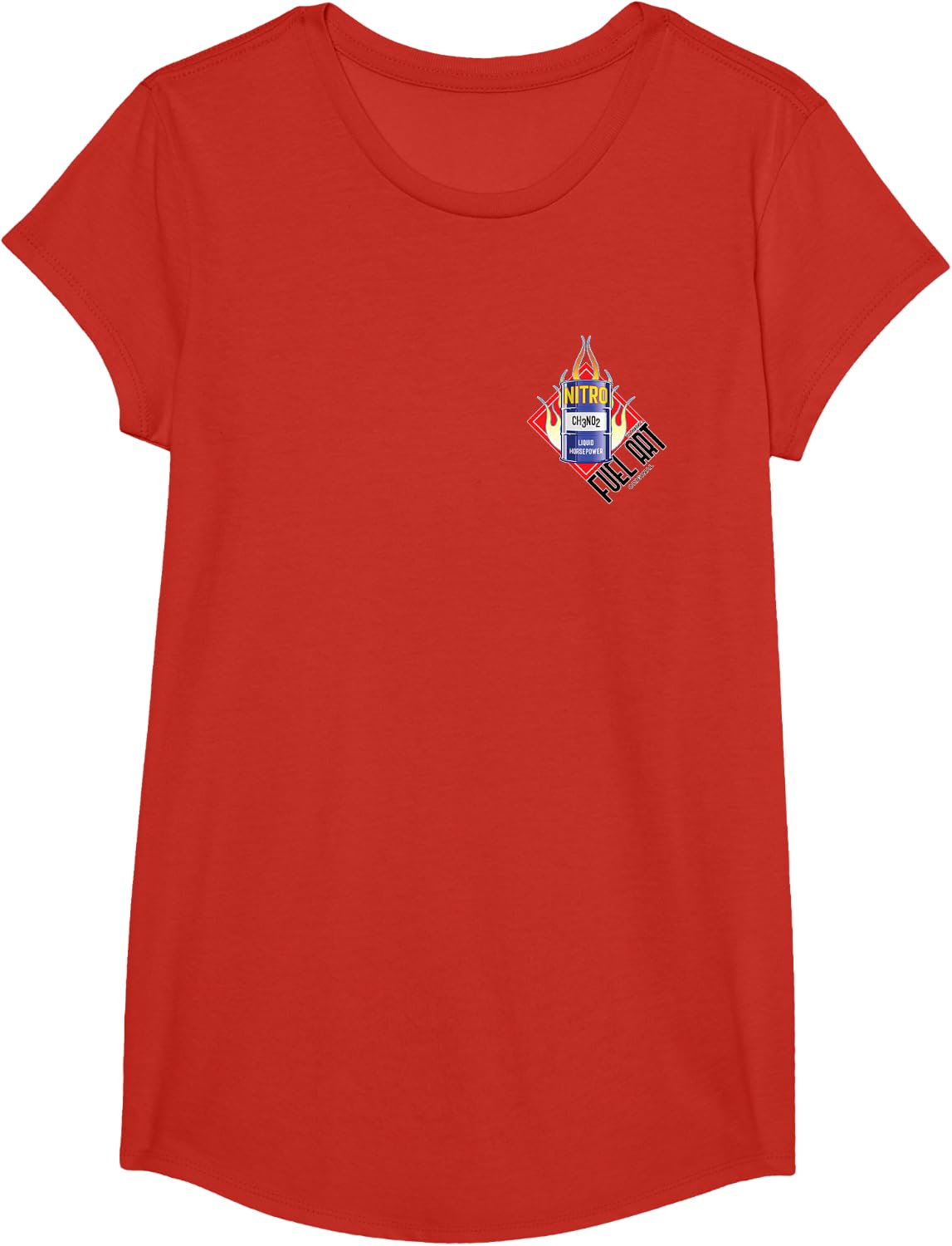 NITRO Top Fuel Drag Racing Tees Barrel of Nitromethane CH3NO2 T Shirts - Girls Red